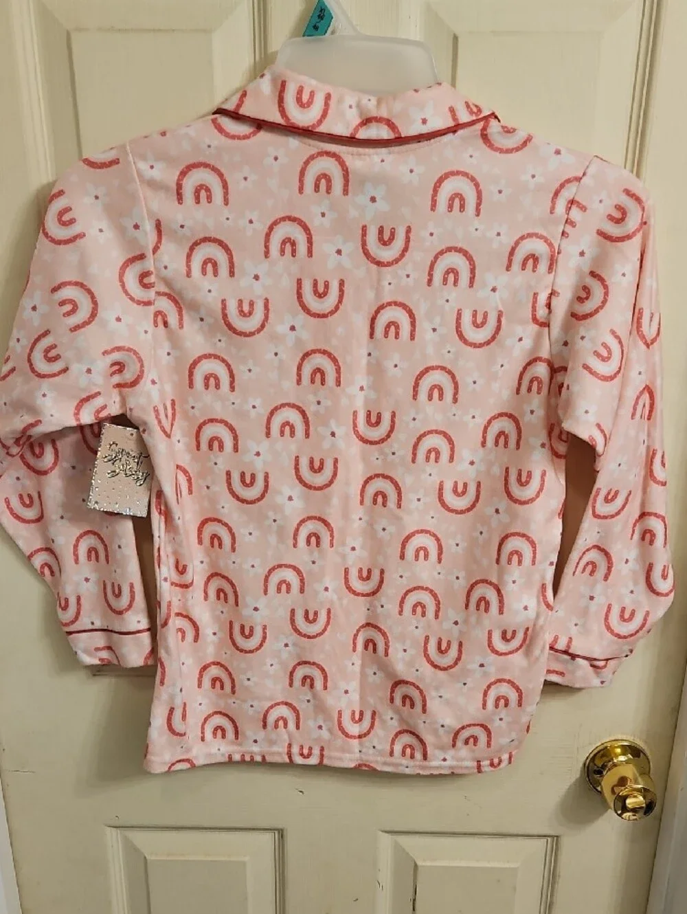 Girls Pink Rainbow Print Pajama Top